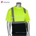 Hola Viz Mens Ffluorescen Orange Yellow 2 Tone Crew Collar T-shirts Work Safety Tee con cintas reflectantes y bolsillo en el pecho EN20471